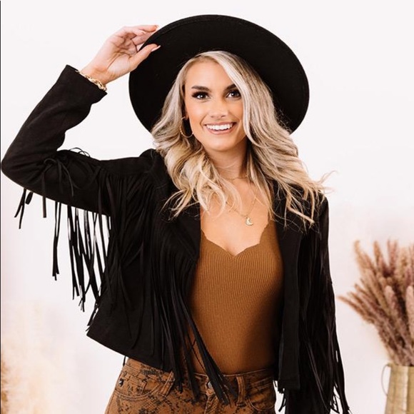 Jackets & Blazers - (hour sale )Black flirty Boho fringe jacket